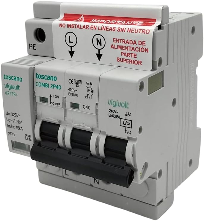 Protector sobretensiones Toscano Vigivolt COMBI 2P40T15